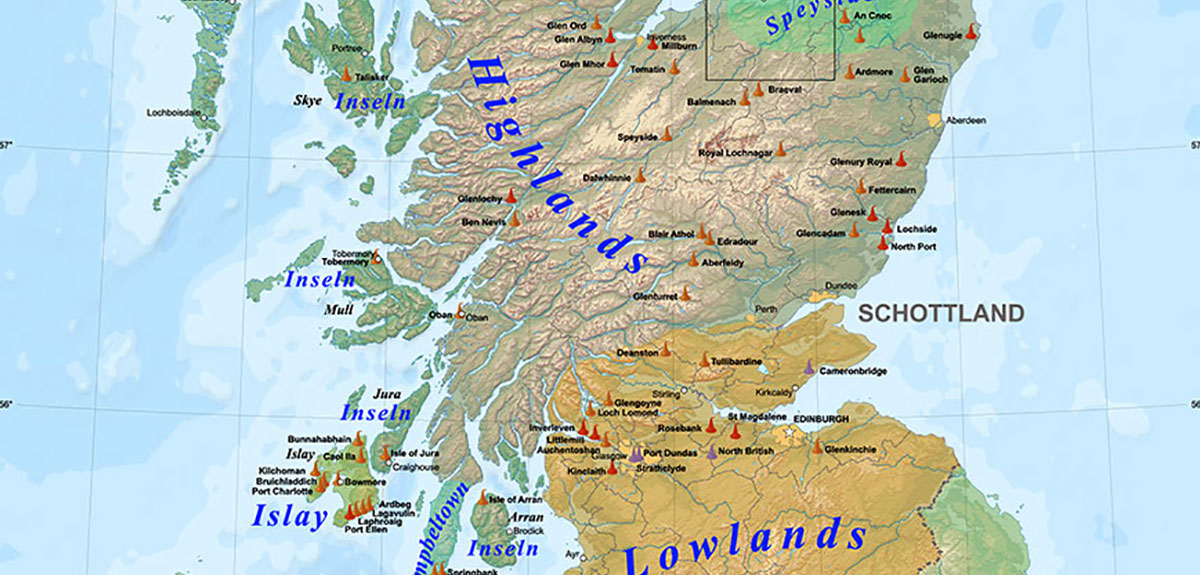 De whiskyregio's van Schotland